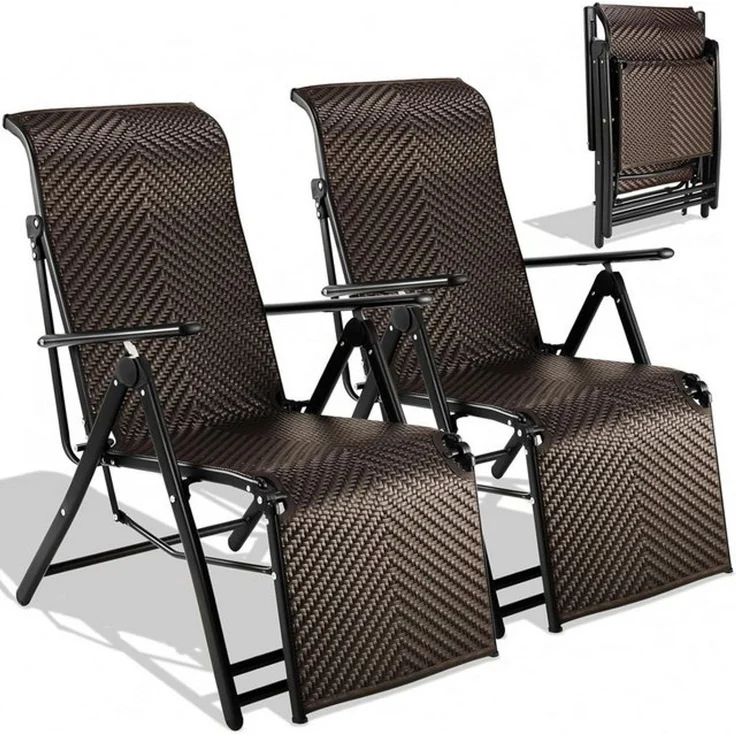 TLGREEN Rattanstuhl Rattan Klappliegestuhl 3-fach faltbar mit Fußstütze (7-fach verstellbare Rückenlehne Wetterfester), Gartenliege aus PE-Rattan&Aluminiumrahmen, Sonnenliege für Balkon – Bild 4