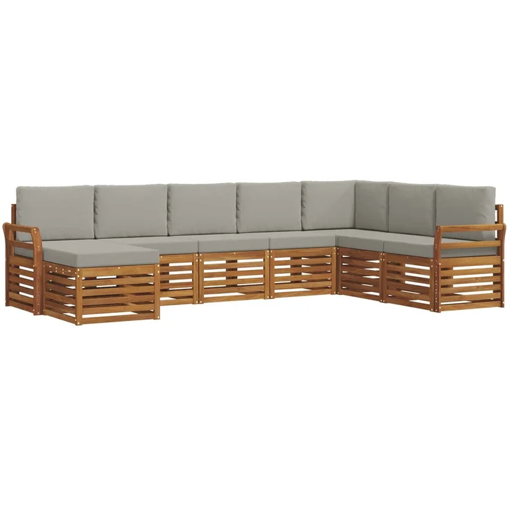 vidaXL Outdoor-Sofagarnitur 8 stk. 8-Sitzer Natur und Hellgrau 3375291 – Bild 2