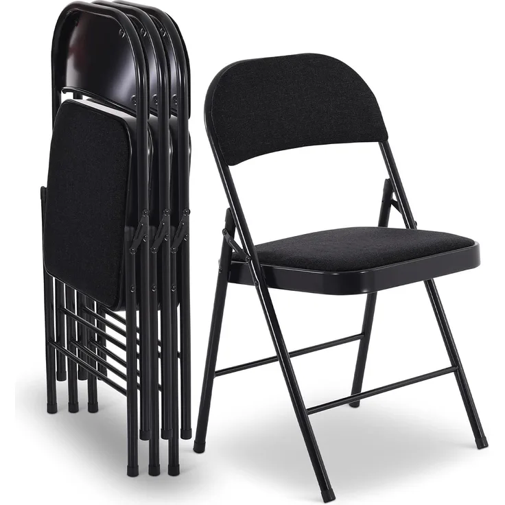 Raburg Gästestuhl 4er Set Elias in SCHWARZ mit Stoffbezug, Gestell in SCHWARZ, praktischer & kompakter Konferenz-Stuhl, stabiles Faltstuhl & Klappstuhl-Set aus Stahl, klappbar, belastbar bis 130 kg