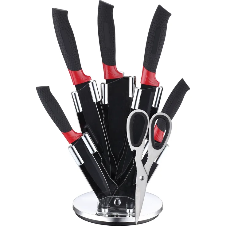 7-teiliges Küchenmesser-Set für Hobbyköche All-in-One Lösung für Ihre Küche Schwarz/Rot