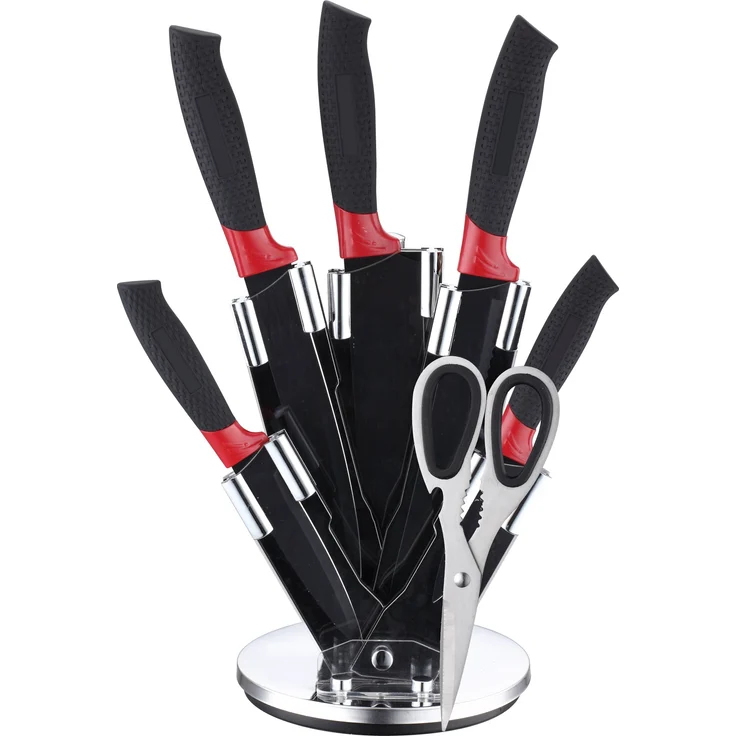 7-teiliges Küchenmesser-Set für Hobbyköche All-in-One Lösung für Ihre Küche Schwarz/Rot