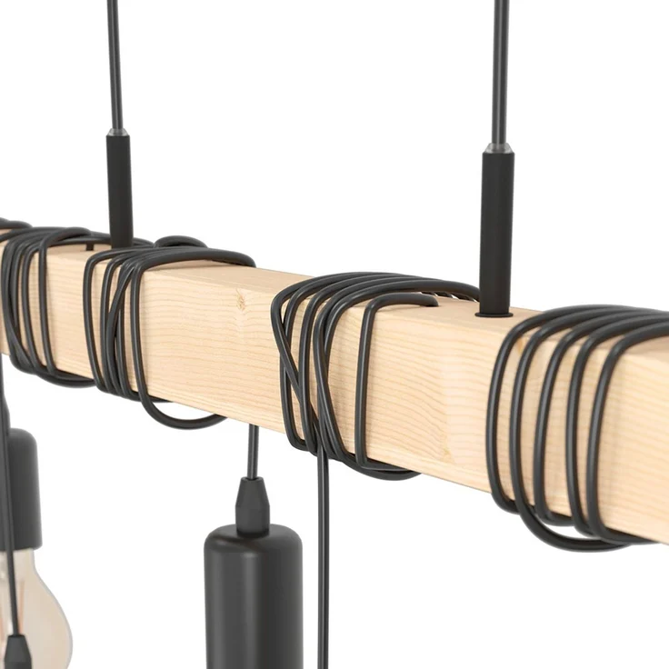 LED Pendelleuchte, Holzbalken Eiche Optik, H 191,5 cm – Bild 7