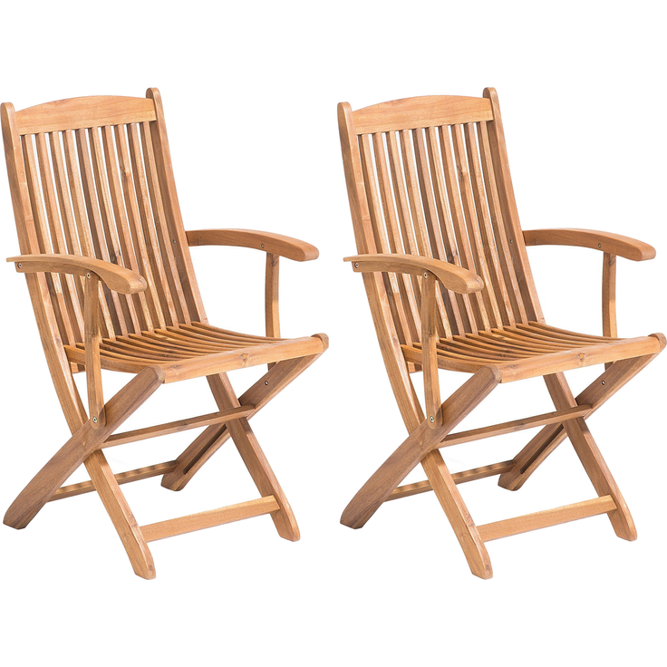 Gartenstuhl 2er Set MAUI Akazienholz Heller Holzfarbton