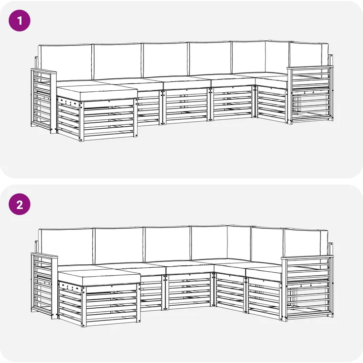 vidaXL Outdoor-Sofagarnitur 7 stk. 6-Sitzer Weiß und Anthrazit 3392207 – Bild 7