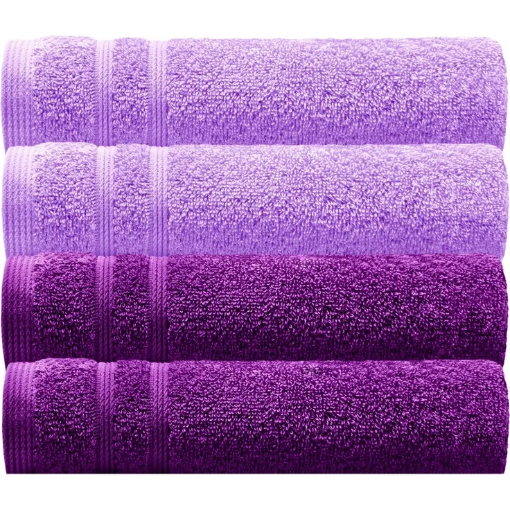 Lashuma Handtuch Set London, Frottee (Set, 4-St), Flauschige Badezimmer Handtücher lila 30x50 cm