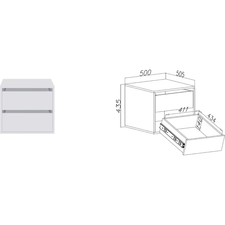 Marmex Möbel Tres Set-D/N (B) Eckeinbauschrank mit Regalen, Schubladen und Kleiderstangen, offener Kleiderschrank system mit Aufsatz, laminierte Spanplatte, weiß 111/190x246x51 cm – Bild 5