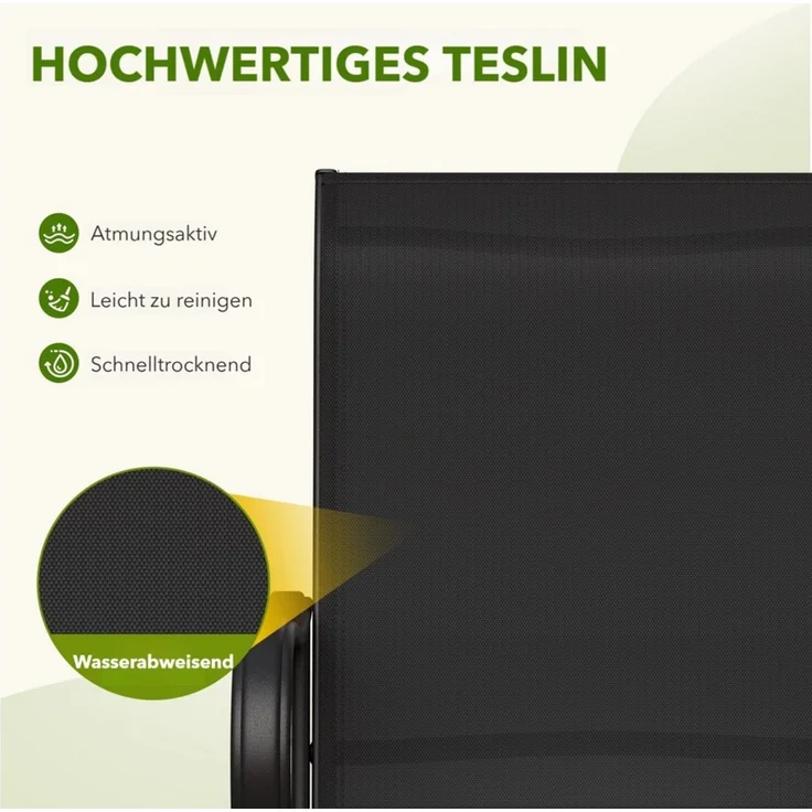 TLGREEN Gartenstuhl 360° drehbar, 2er Set Vollstahl-Teslin-Drehstuhl, (Wetterfeste Rostbeständig,bis 150 kg belastbar, 2 St), Für Terrasse Garten Balkon Bistrot – Bild 4