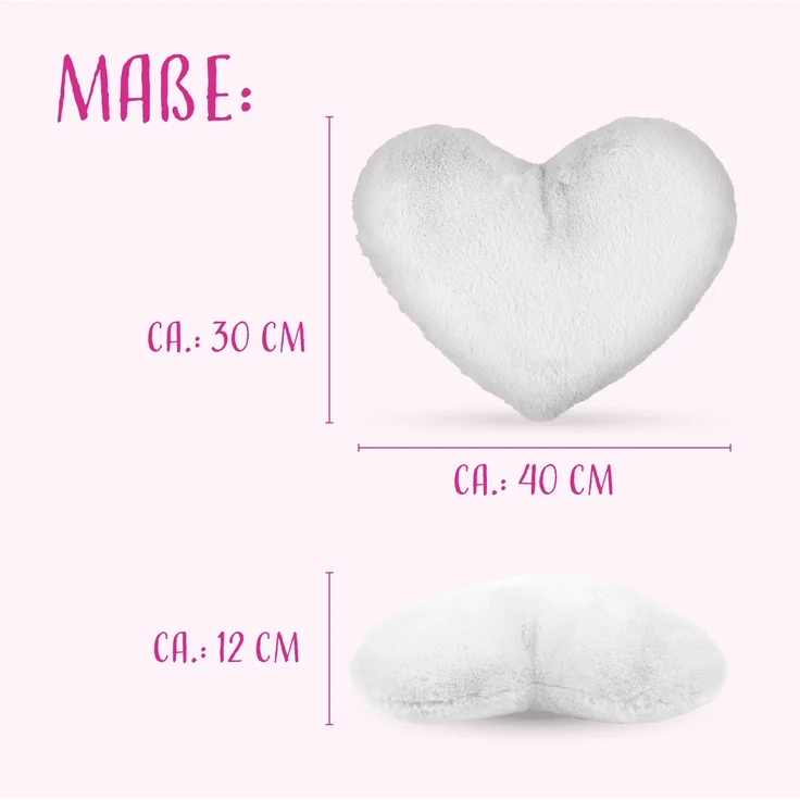 Herzkissen, Herz Kissen Dekokissen, Zierkissen, Plüsch Flauschige Sofakissen, Kuschelkissen für Kinderzimmer Sofa Schlafzimmer Schmusekissen Offwhite – Bild 3