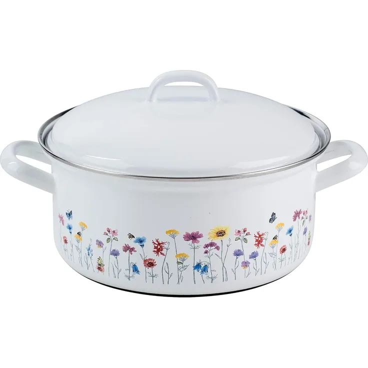 Riess Kasserolle Flora mit Deckel Ø22cm Country Emaille Induktion