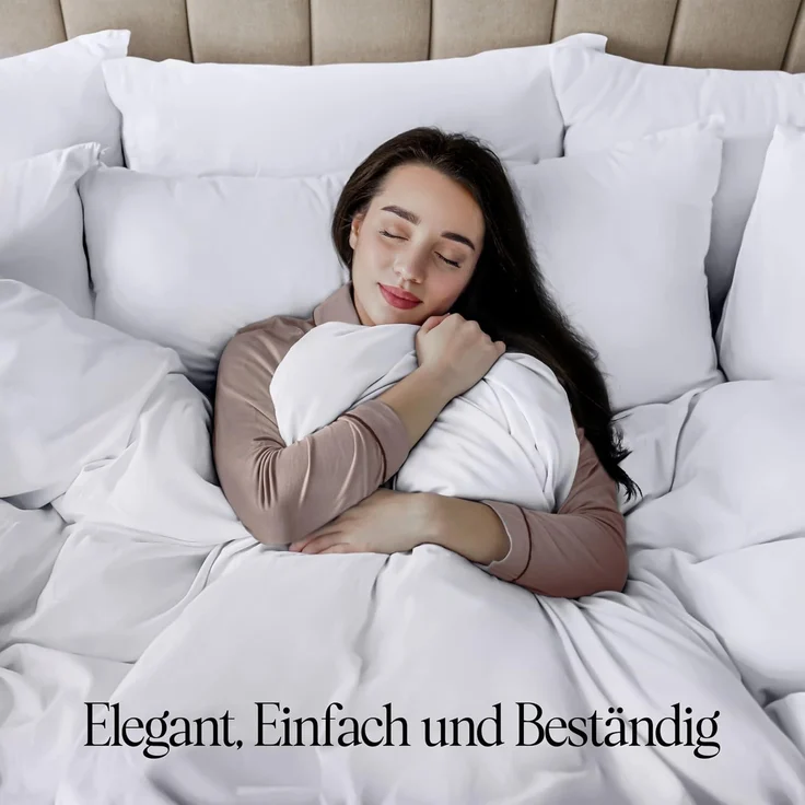 Utopia Bedding Bettwäsche 220x240 Set - Mikrofaser Bettbezug 240x220 cm + 2 Kissenbezüge 65x65 cm - Bedruckt weiß – Bild 10