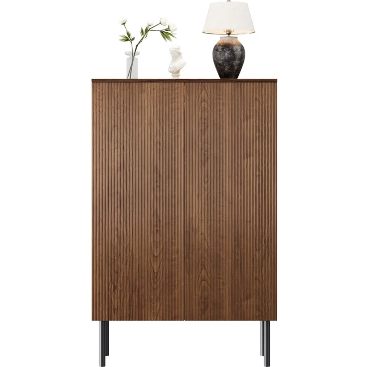 Vitrinenschrank 80x35x145 cm mit LED-Beleuchtung, Spiegelrückwand und Glasboden – Bild 5