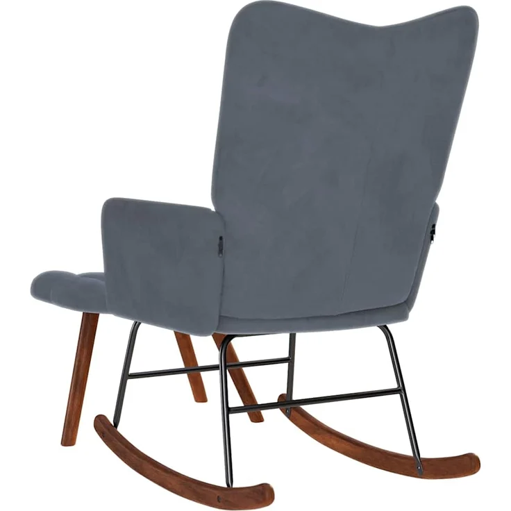 vidaXL Schaukelstuhl mit Hocker Dunkelgrau Samt 4016844 – Bild 6