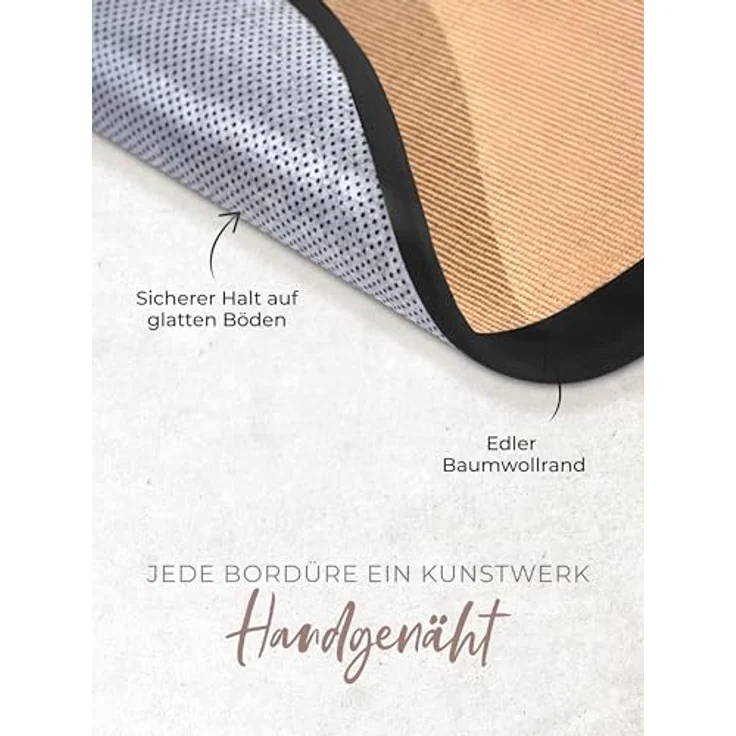 carpetfine Sisalteppich Sisal, rund, Höhe: 5 mm, mit farbiger Bordüre, Anti-Rutsch Rückseite – Bild 5