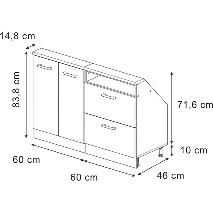 Küchenschrank für Dachschrägen R-Line Anthrazit-Gold 120 cm 2er Set Vicco – Bild 2