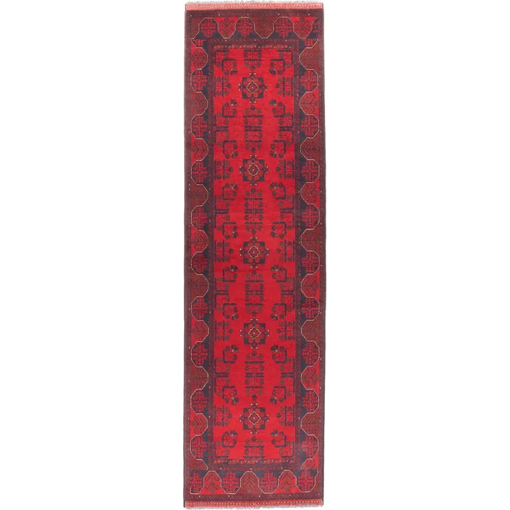Morgenland Läufer Afghan - Kunduz - 289 x 77 cm - rot