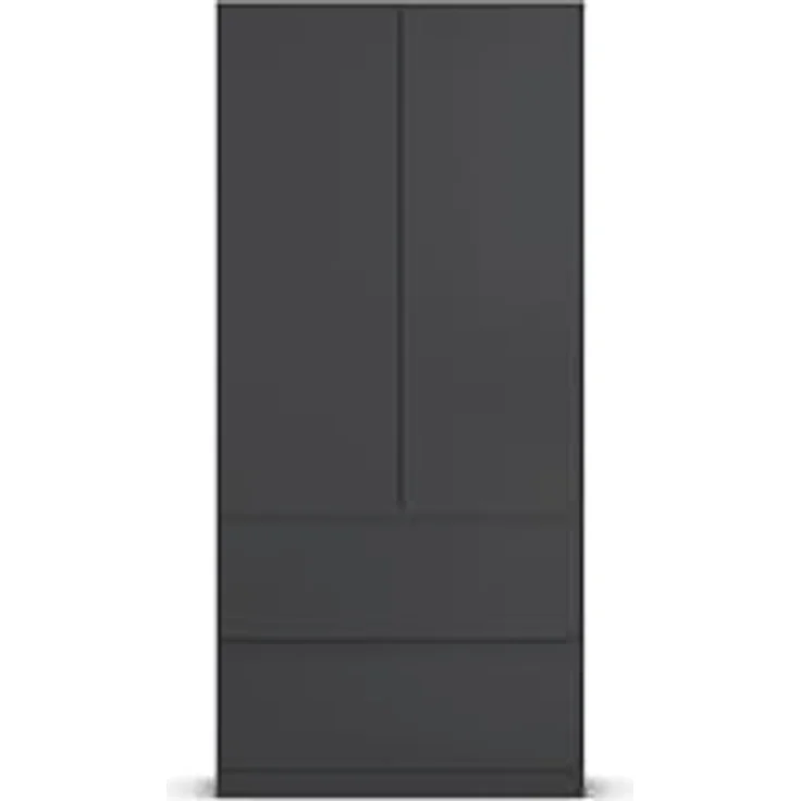 Rauch Möbel Costa, Kleiderschrank für Schlafzimmer, Kinderzimmer, Babyzimmer, Garderobe, Flur, 2-türig, 2 Schubladen, Push-to-Open, mit Zubehör Premium, Farbe Grau metallic, Schwarz, Breite 91 cm – Bild 10
