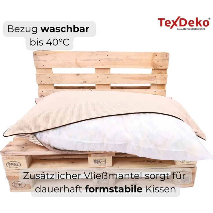 TexDeko Palettenkissen TexDeko Cord 3-TLG Palettenkissen-Set wasserabweisend, 1x Palettenkissen+1x Rückenkissen+1x Seitenkissen, Premium Qualität – Bild 4