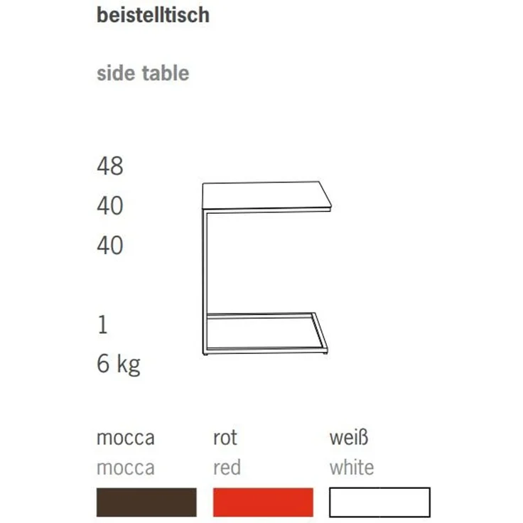Classico Beistelltisch U-Form Gestell Lunasilber / Platte Weiß – Bild 4