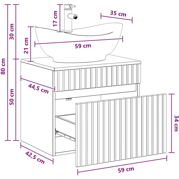 vidaXL Waschbeckenschrank Altholz 59 x 44,5 x 80 cm Holzwerkstoff 3404318 – Bild 11
