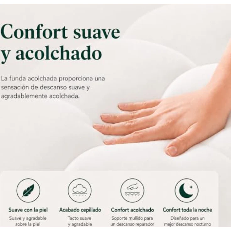 Zinus Mattress Topper, Polyester, Weiß, 190 x 135 cm | Zweilagig, weich, gepolstert und atmungsaktiv mit 4 elastischen Bändern – Bild 5