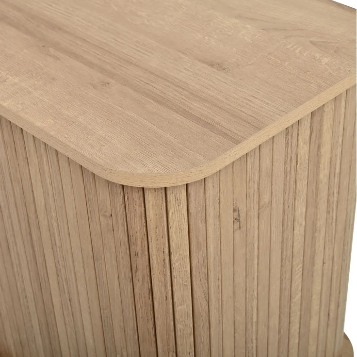DESVIAE Sideboard Natur aus MDF – 141x77x40 cm – 3 Rattanschubladen, Schiebetüren – Bild 8