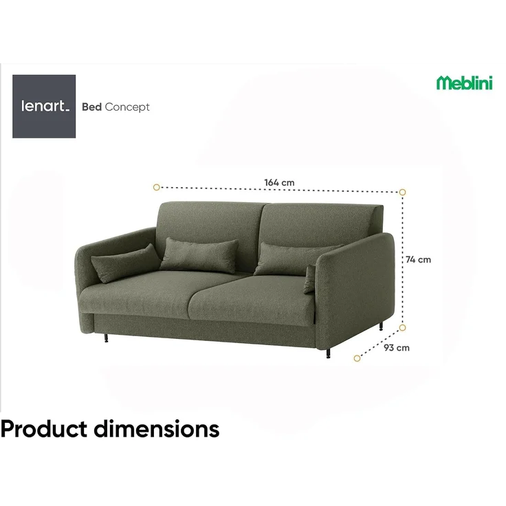 MEBLINI Elektrisches Schrankbett BC-36 - 140x200cm Vertikal - Weiß Hochglanz - Sofa und Kopfteil Grün - Wandbett mit Lattenrost, Matratze, Sofa und Kopfteil - Wandklappbett – Bild 8