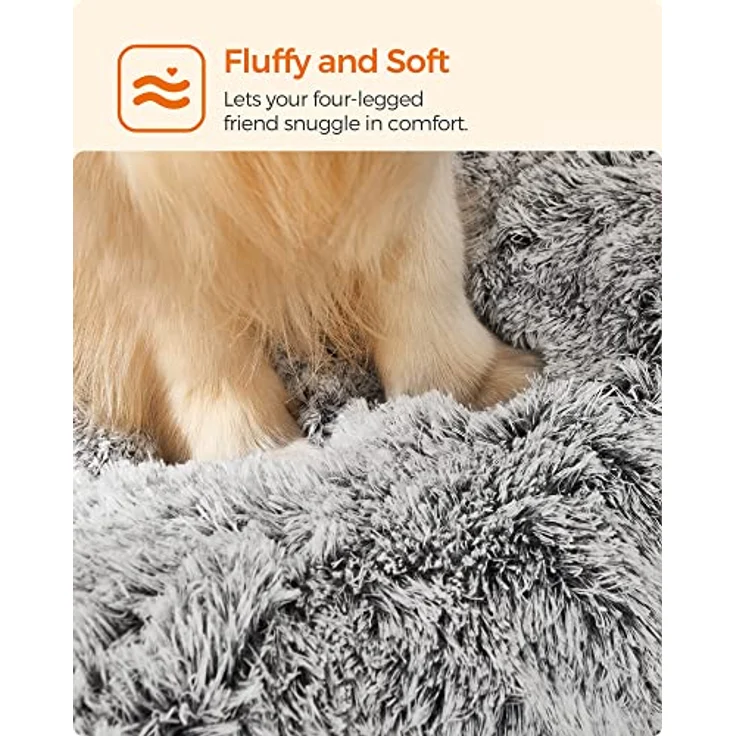 Feandrea Hundebett, Hundekissen, Flauschige Hundematte, Langer Plüsch, 122x74 cm, weiche Polsterung, waschbar, multifunktional, Ombré-Grau PGW204G01 – Bild 4