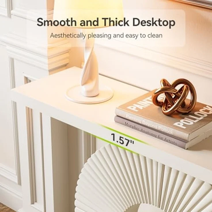 LITTLE TREE Moderner Konsolentisch, Flurtisch aus Holz, rechteckiger Sofatisch für Wohnzimmer, Schlafzimmer, Home Office, Weiß – Bild 5