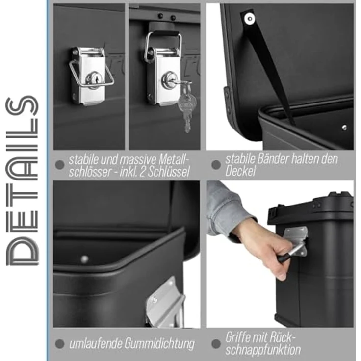 Trucky Allzweckkiste Aluminium Box mit Deckel Schwarz Alukiste 75 Liter Aufbewahrungsbox – Bild 4