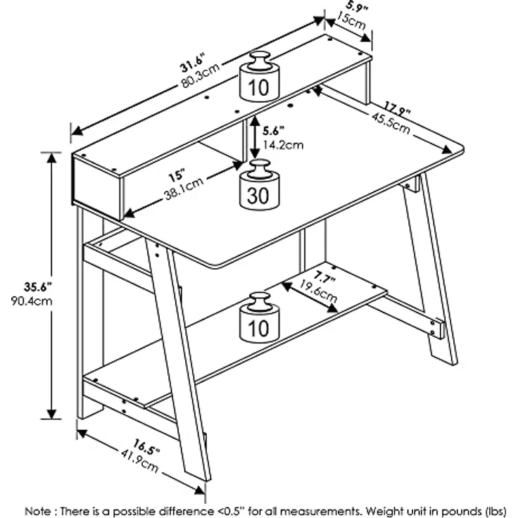 Furinno Simplistic A Frame Computertisch, Bernsteinkiefer – Bild 4