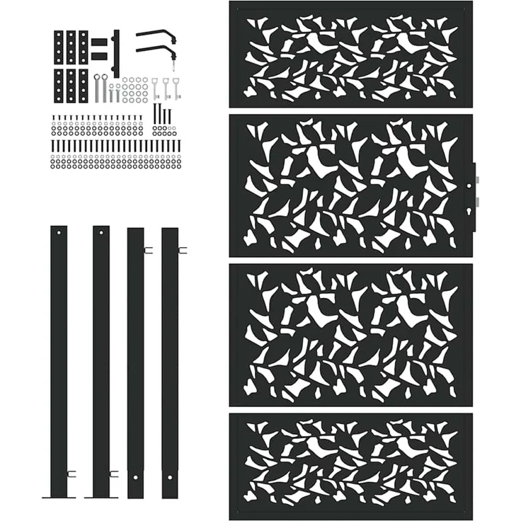 vidaXL Gartentor Schwarz 100x175 cm Stahlblatt-Design 4100962 – Bild 4
