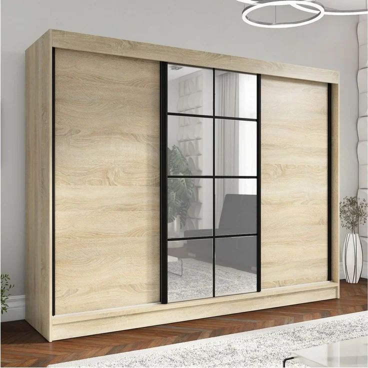 A&J MöbelLand GmbH Schiebetürenschrank ORAVELLE 3-türiger Kleiderschrank mit Spiegel (TOP ANGEBOT! Geräumiger Schrank mit einer Breite von 200 cm ideal zur Aufbewahrung von Kleidung und Accessoires. Wählen Sie das ideale Modell für Ihr Schlafzimmer!, T... – Bild 2