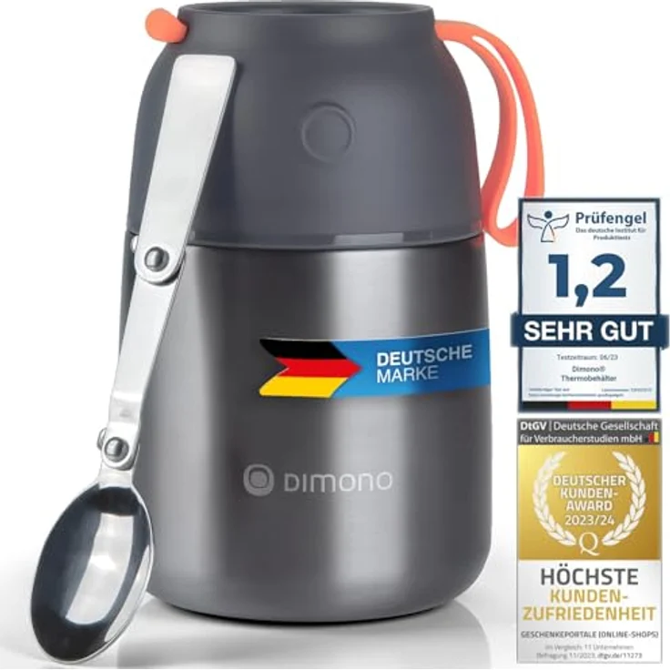 Dimono Thermobehälter Warmhaltebehälter, Edelstahl, (to-Go Lebensmittelbehälter, Essensbehälter für unterwegs) – Bild 2