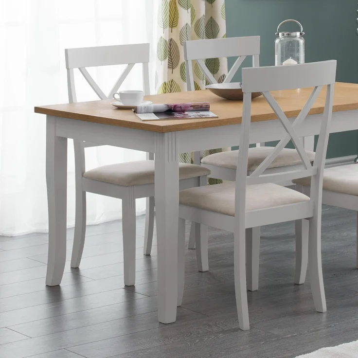 Julian Bowen Set of 2 Davenport Dining Chairs, Oak & Elephant Grey – Bild 1