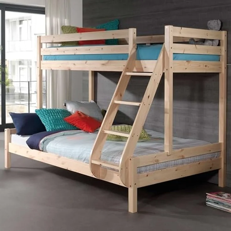 Vipack 'Martin' Etagenbett, natur, 90x200/140x200 cm, Kiefer massiv, inkl. Lattenroste – Bild 2