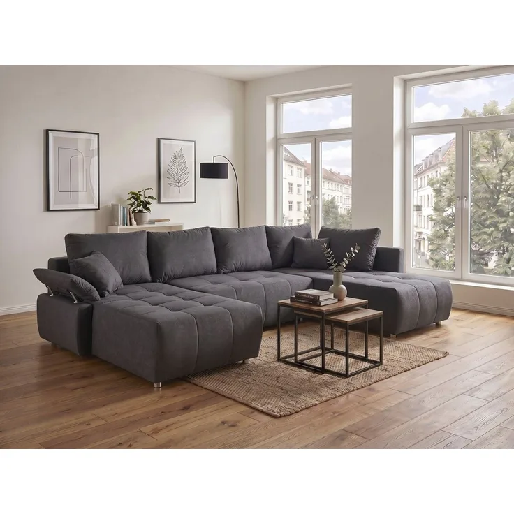 COLLECTION AB Wohnlandschaft Funtastic U-Form, B:288 cm, Schlaffunktion, Bettkasten, auch in Cord, Schlaffunktion, Bonnelfederkern, Rückenkissen, Armteilverstellung