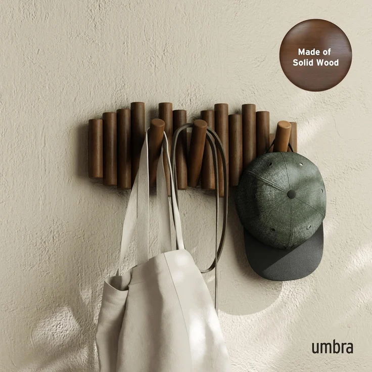 Umbra Picket mit 5 Garderobenhaken 1011471-746 walnussfarben Garderobenleiste – Bild 2