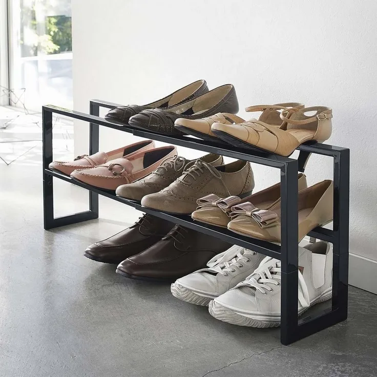 Yamazaki 'LINE' Ausziehbares Schuhregal aus Metall L38 cm - Schwarz