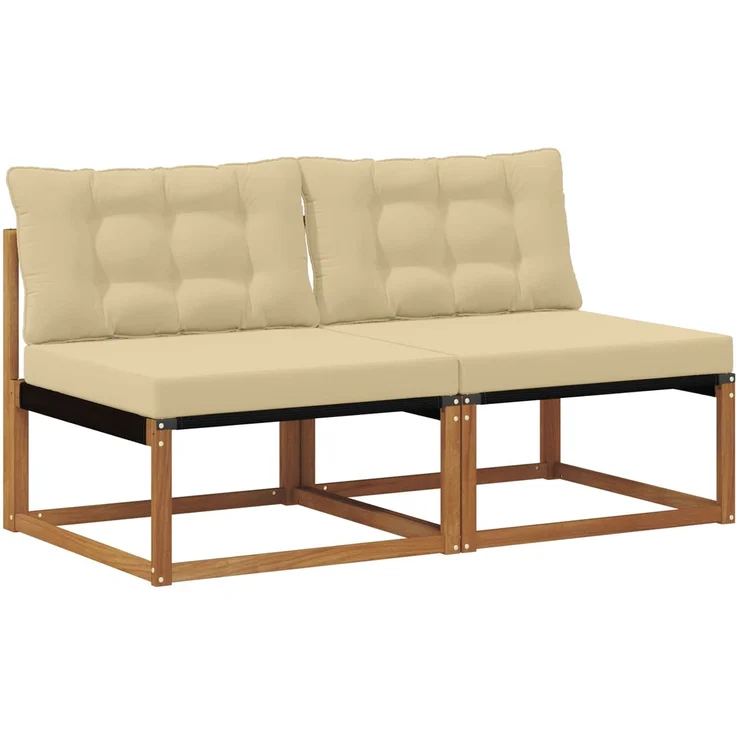 vidaXL 2 Stück Outdoor Mittelsofa Massivholz Akazie Natur 900644 – Bild 2