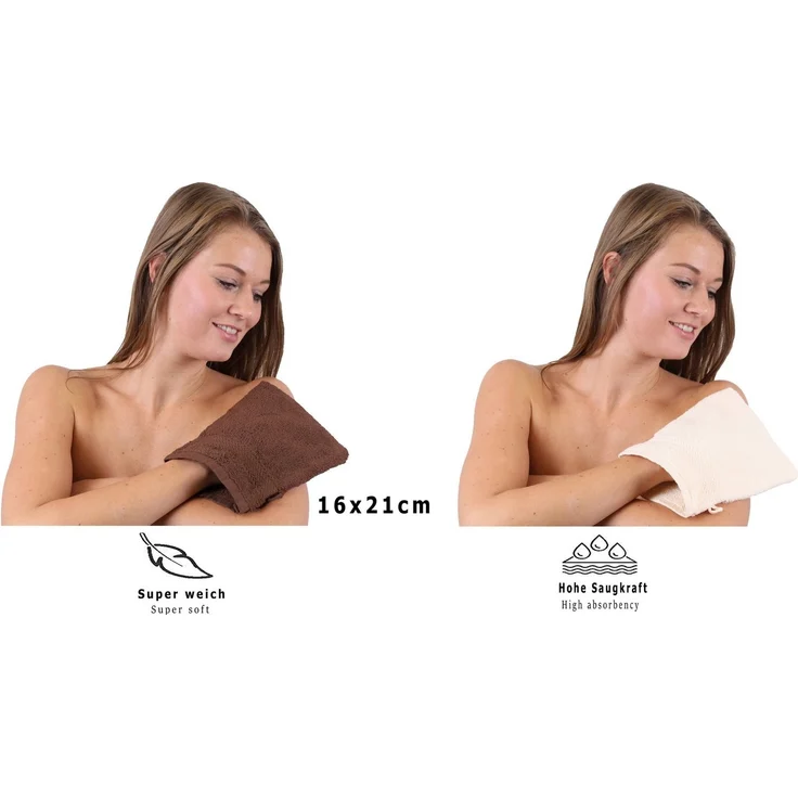 Betz Waschhandschuh 10 Stück Premium 16x21 cm Farbe nussbraun und beige, (Set, 10-St) – Bild 3