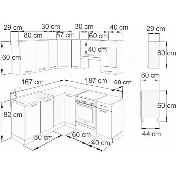 Eckküche R-Line Goldkraft Eiche/Anthrazit 187 x 167 cm, AP Anthrazit mit LED-Leisten Vicco – Bild 3