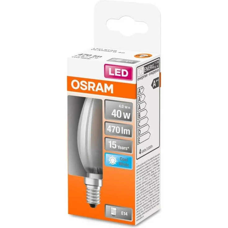 OSRAM Filament LED Lampe mit E14 Sockel, Kaltweiss (4000K), Kerzenform, 4W, Ersatz für 40W-Glühbirne, matt, LED Retrofit CLASSIC B, 10er-Pack – Bild 6
