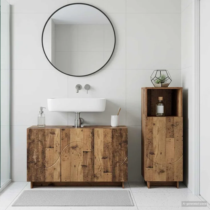 vidaXL Badezimmerschrank-Set 2 stk. Altholz Holzwerkstoff 3433080