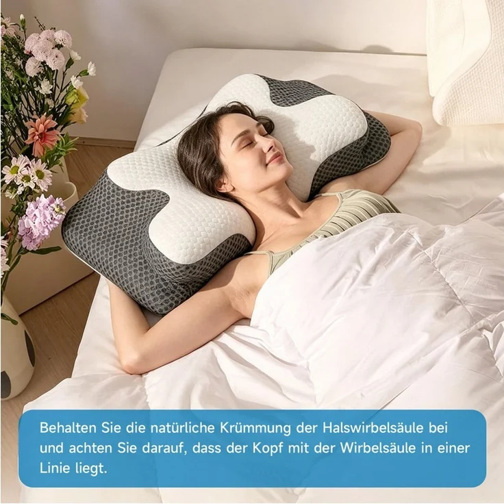 OSTWOLKE Nackenstützkissen Orthopädisches Memory Foam Kissen KopfKissen Seitenschläferkissen, Ergonomisches Schlafkissen für Seitenschläfer, Rücken- & Bauchschläfer – Bild 4