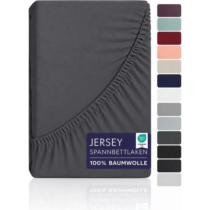 BRB HOME Spannbettlaken Spannbetttuch Jersey Baumwolle für Topper Boxspringbett, Baumwolle, Gummizug: Rundum, (1 Stück), Matratzen bis 27 cm Höhe, OEKO TEX Standard 100, Jersey Spannbetttuch