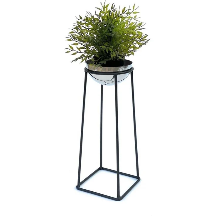 DanDiBo Blumenhocker Metall mit Topf Schwarz Silber 43,5 cm Blumenständer 96078 S Blumensäule Modern Pflanzenständer Pflanzenhocker – Bild 4