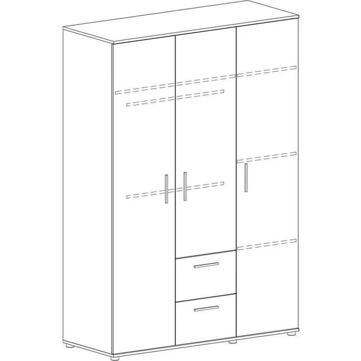 Lüttenhütt Kleiderschrank Geert, Kinderkleiderschrank 2 Kleiderstangen, verstellbare Einlegeböden, mit zwei Schubkästen – Bild 2