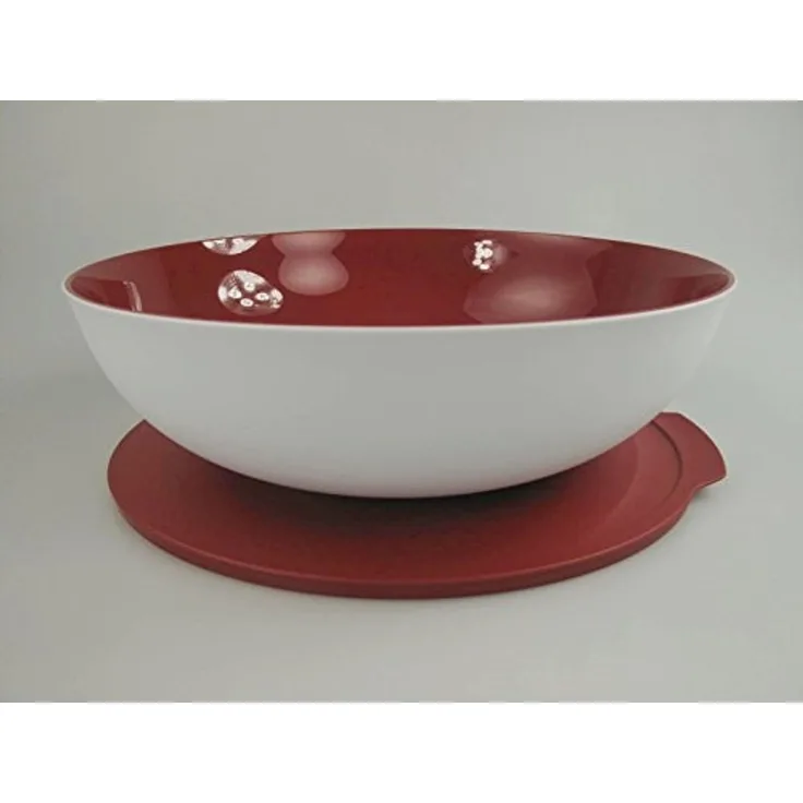 TUPPERWARE Servierschüssel Tupperware Allegra Schale 3,5 Liter in bordeaux rot/weiß