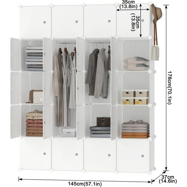 FIVMEN Kleiderschrank DIY Regalsystem Platzsparendes Steckregalsystem – Bild 1
