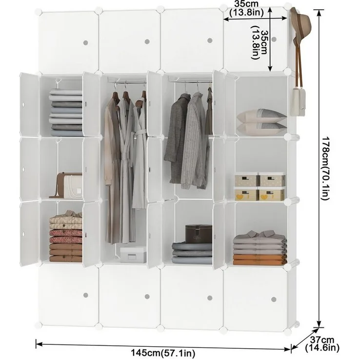 FIVMEN Kleiderschrank DIY Regalsystem Platzsparendes Steckregalsystem